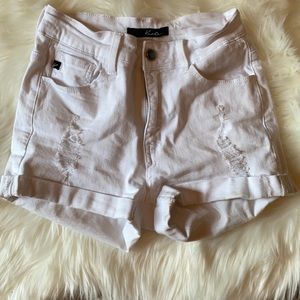 KanCan White Distressed Jean Shorts